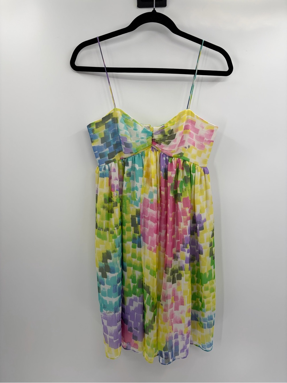 Milly y2k boho Watercolor Abstract Print Babydoll Mini Dress Spaghetti Sz 2